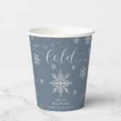 Silver Blue Magical Winter Snowflake Baby Shower  Pappbecher (Rückseite)