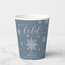 Silver Blue Magical Winter Snowflake Baby Shower  Pappbecher