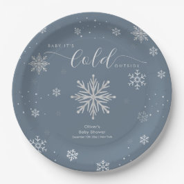 Silver Blue Magical Winter Snowflake Baby Shower  Pappteller