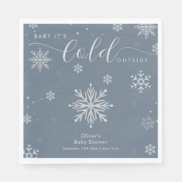 Silver Blue Magical Winter Snowflake Baby Shower  Serviette