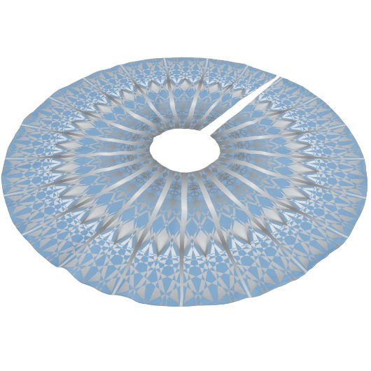 Silver Blue Mandala | Polyester Weihnachtsbaumdecke (Schrägansicht)