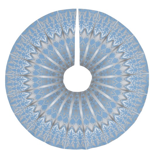 Silver Blue Mandala | Polyester Weihnachtsbaumdecke (Vorderseite)