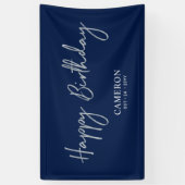 Silver & Blue Minimal Custom Happy Birthday Banner (Vertikal)