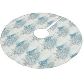 Silver & Blue Mitte Jahrhundert Moderne Weihnachts Polyester Weihnachtsbaumdecke (Schrägansicht)