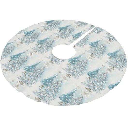 Silver & Blue Mitte Jahrhundert Moderne Weihnachts Polyester Weihnachtsbaumdecke (Schrägansicht)