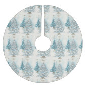 Silver & Blue Mitte Jahrhundert Moderne Weihnachts Polyester Weihnachtsbaumdecke (Vorderseite)