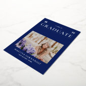 Silver & Blue Modern Foto Abschluss Ankündigung (Gedreht)