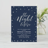 Silver & Blue | Modernes Typografie-Probe-Dinner Einladung (Stehend Vorderseite)