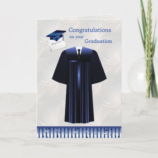 Silver Blue Mortar, Gown and diploma Karte (Vorderseite)