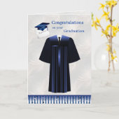 Silver Blue Mortar, Gown and diploma Karte (Gelbe Blume)