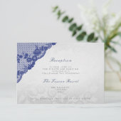 Silver Blue Navy Lace Vip Hochzeitsempfang Einladung (Stehend Vorderseite)