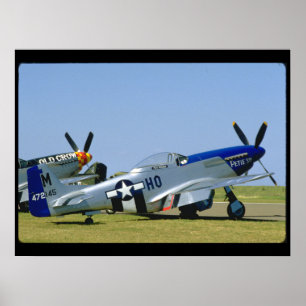 Silver & Blue, P51 Mustang, Side_WWII-Flugzeug Poster