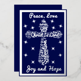 Silver Blue Peace Liebe Joest Cross Christmas Folien Feiertagskarte