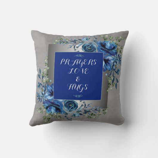 Silver & Blue Petal Symphony Kissen (Rückseite)