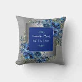 Silver & Blue Petal Symphony Throw Kissen