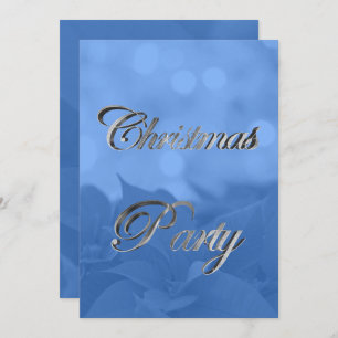 Silver Blue Poinsettia Weihnachtsfeier Party Einla Einladung