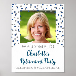 Silver Blue Retirement Party 8.5x11 Foto Poster