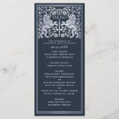 Silver Blue Royal Lion Mittelalterliche Hochzeit Menükarte (Vorderseite)