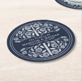 Silver Blue Royal Medieval Sword Wedding Runder Pappuntersetzer (Angewinkelt)