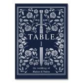 Silver Blue Royal Mittelalterliche Hochzeit Tischnummer (Rückseite)