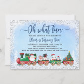 Silver Blue Santa Claus Weihnachten Geburtstag Fot Einladung (Vorderseite)