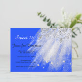 Silver Blue Sapphire Dress Glitzer 16 . Geburtstag Einladung (Stehend Vorderseite)