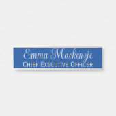 Silver Blue Script Door Sign for Office Türschild (Vorderseite )