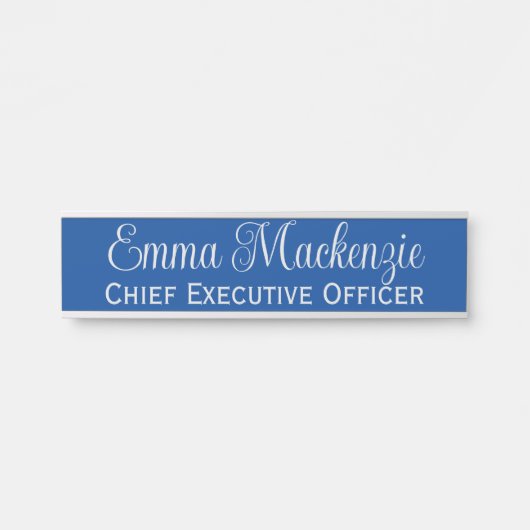 Silver Blue Script Door Sign for Office Türschild (Vorderseite )