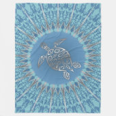 Silver Blue Sea Turtle And Mandala Fleecedecke (Vorderseite)