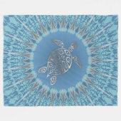 Silver Blue Sea Turtle And Mandala Fleecedecke (Vorderseite (Horizontal))
