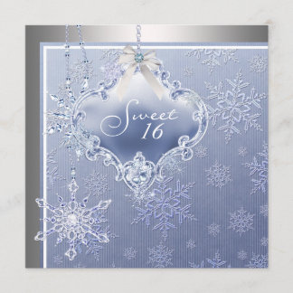 Silver Blue Snowflake 16 . Geburtstag Geburtstag Einladung