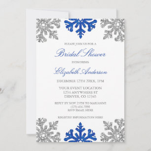 Silver Blue Snowflake Bridal Dusche Einladung