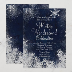 Silver blue snowflake Corporate Winter Wunderland2 Einladung