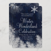 Silver blue snowflake Corporate Winter Wunderland3 Einladung (Vorne/Hinten)