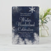 Silver blue snowflake Corporate Winter Wunderland3 Einladung (Stehend Vorderseite)