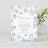Silver Blue Snowflake Elegantes Winter Brautparty Einladung (Stehend Vorderseite)