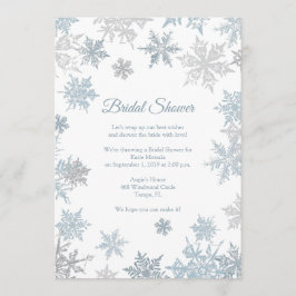 Silver Blue Snowflake Elegantes Winter Brautparty Einladung