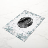 Silver Blue Snowflake Foto Quinceanera Folieneinladung (Gedreht)