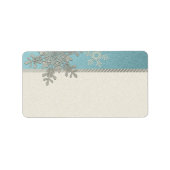 Silver Blue Snowflake Hochzeitsplatten Adressaufkleber (Vorne)