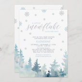 Silver & Blue | Snowflake Winter Boy Babydusche Einladung (Vorne/Hinten)
