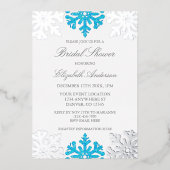 Silver Blue Snowflake Winter Brautparty Folieneinladung (Vorderseite)