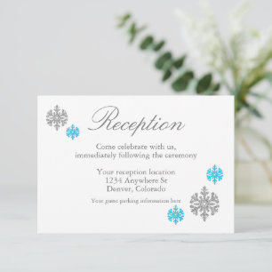 Silver Blue Snowflake Winter Empfang Card Einladung