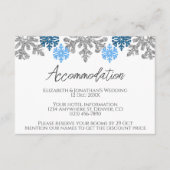 Silver Blue Snowflake Winter Hochzeit Unterkunft Begleitkarte (Vorderseite)