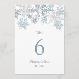 Silver Blue Snowflake Winter Hochzeiten Tischnumme Einladung