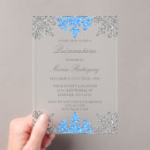 Silver Blue Snowflake Winter Quinceanera Acryleinladungen (Insitu (Handheld))