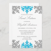 Silver Blue Snowflake Winter Sweet 16 Einladung (Vorne/Hinten)