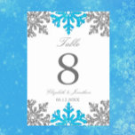 Silver Blue Snowflake Winter Wedding Tischnummer<br><div class="desc">Silberblaue Schneeflocken Winterkarten Hochzeit Tischnummer</div>