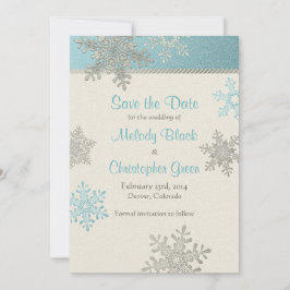 Silver Blue Snowflake Winterhochzeit Save the Date