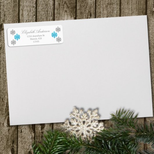 Silver Blue Snowflake Winterlabel