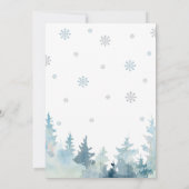 Silver & Blue Snowflake Winterwald Babydusche Einladung (Rückseite)